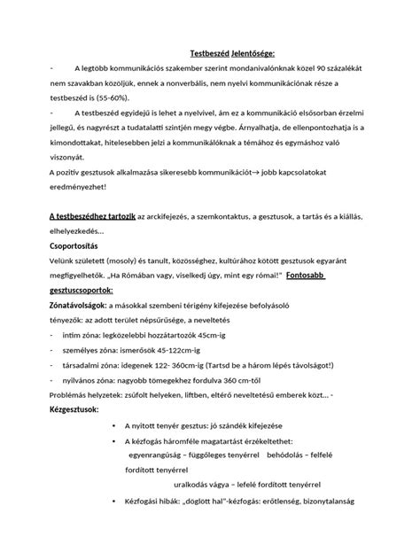 testbeszéd értelmezése