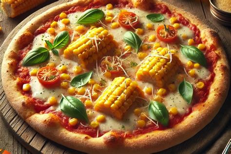 frissen sült kukoricás pizza