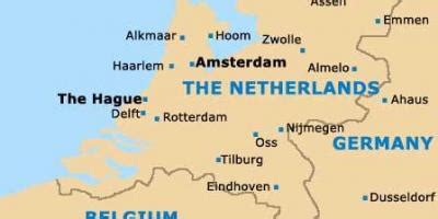 Térkép: Gouda, Rotterdam és Amszterdam elhelyezkedése Hollandiában