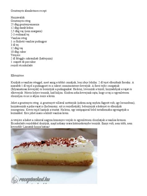 Gesztenyés álomkrémes szeletek tányéron