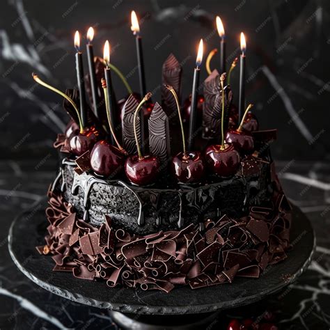 Black Forest cake with cherries and chocolate shavings
