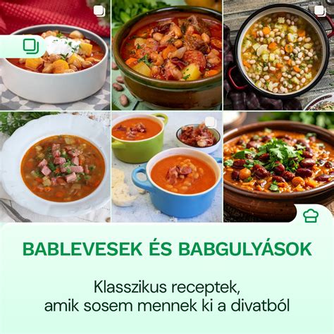 különböző típusú bablevesek és tálalási módok illusztrációja