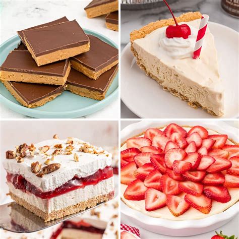 variety of no-bake desserts