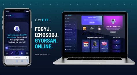 A GetFIT App felületét bemutató illusztráció, kalóriaszámláló és receptajánló funkciókkal