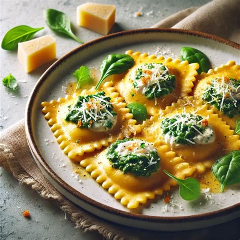 Rana ravioli tálalva, bazsalikommal és parmezánnal