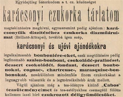 Részlet Lindefeld Bertalan szegedi cukrász 1896-os hirdetéséből