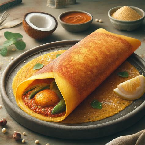 Masala dosa csatnival és fűszeres töltelékkel