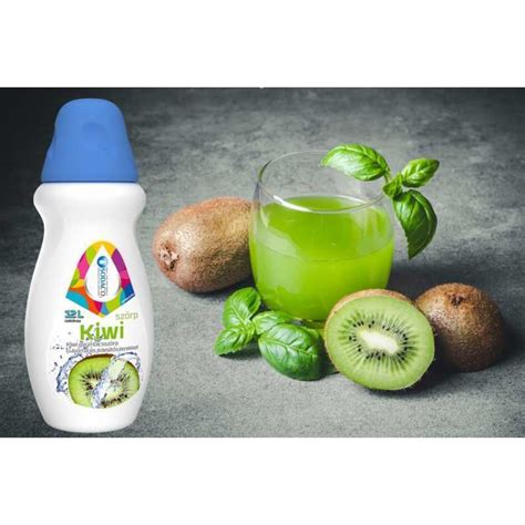 Pölöskei diabetikus kiwi szörp palack és egy pohár készital