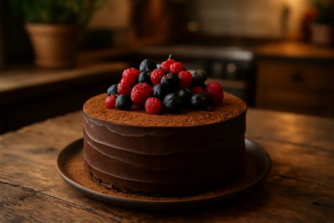 egy ínycsiklandó, krémes csokoládétorta közelről