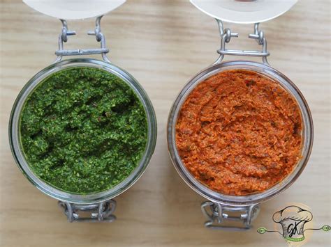 Piros pesto alapanyagok