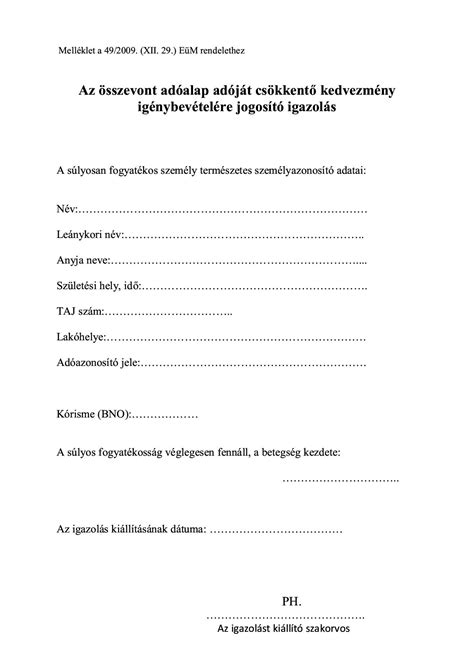 Szakorvosi igazolás minta