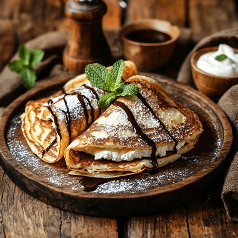 Klasszikus magyar túrós palacsinta tányéron