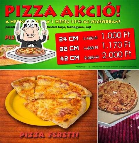 A Pizza Feretti étlapjának illusztrációja