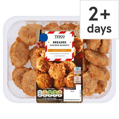 Tesco Breaded Chicken Nuggets csomagolás tápérték információval