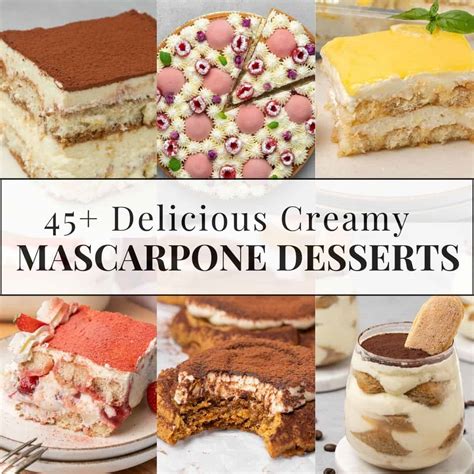 Variety of healthy mascarpone desserts