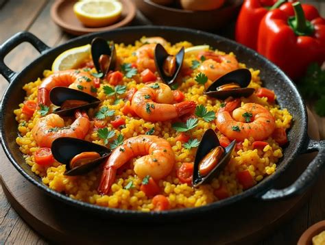 Készülő paella serpenyőben