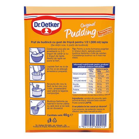 Dr. Oetker pudingpor csomagolása