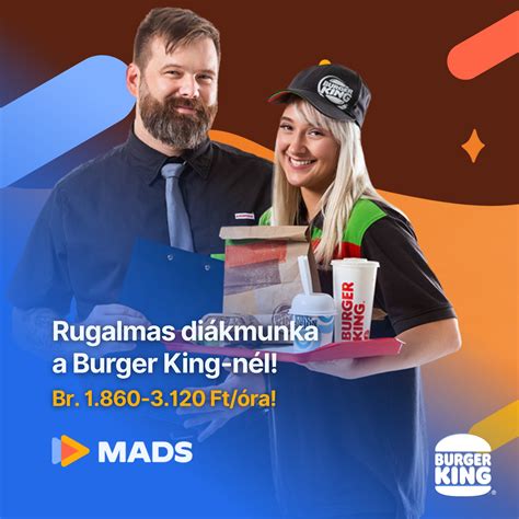 A Burger King logója egy éhes diák mellett, aki a telefonján böngészi az álláslehetőségeket.