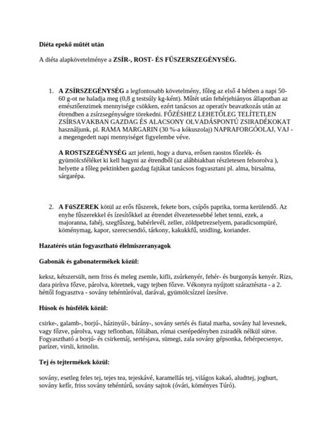 Példa mintaétrendre epe diéta esetén