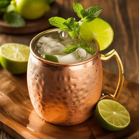 Moscow Mule réz bögrében, lime szelettel