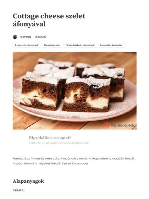 Piskóta szelet áfonyával