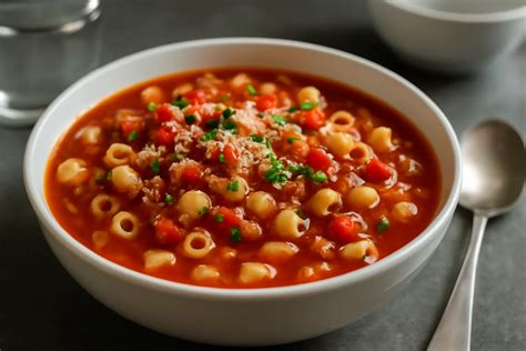 Olasz Pasta e Fagioli leves friss petrezselyemmel díszítve