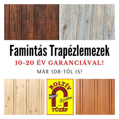 Különböző famintás trapézlemezek