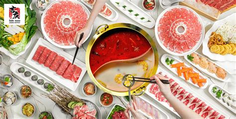 Mongol hotpot asztal különböző alapanyagokkal