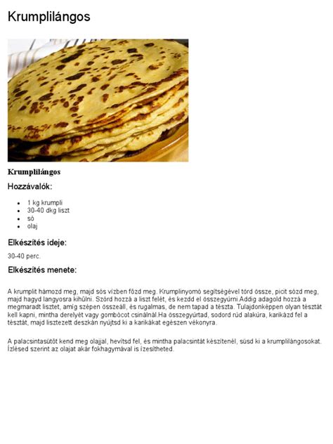 Krumplilángos hozzávalói