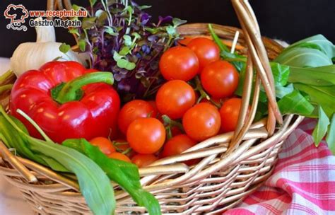 Friss alapanyagok: paprika, paradicsom, hagyma és csirkemáj