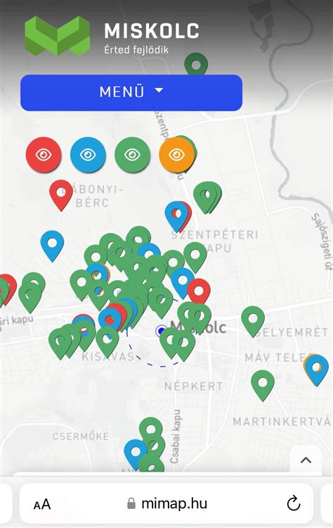 Miskolc térképe, ételszállítási zónákkal