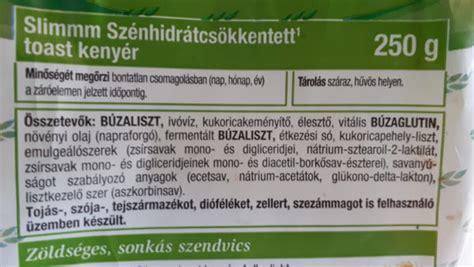 kenyér összetevők listája