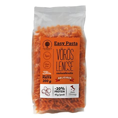 Vöröslencse fusilli tészta nyers állapotban