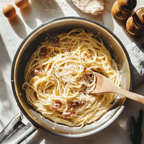 Hagyományos spagetti carbonara friss alapanyagokkal