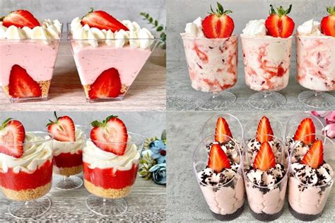 Tálalásra kész epres no-bake desszert pohárban