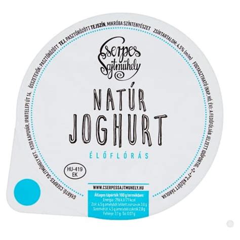 Cserpes natúr élőflórás joghurt csomagolása