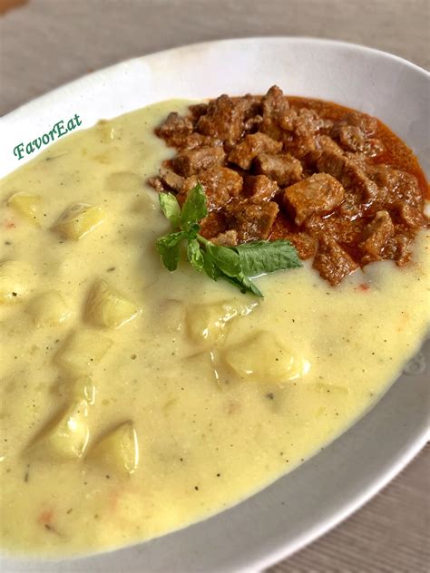 Kókusztejszínes curry-s krumplifőzelék