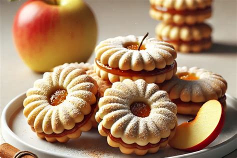 Hagyományos almás linzer tálalva porcukorral