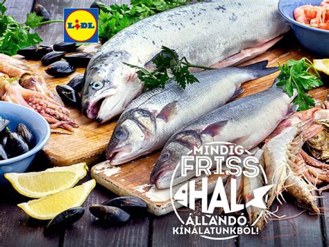 friss halak a Lidl pultjában