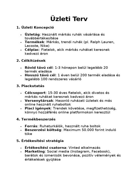 Üzleti terv és piackutatás