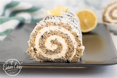 Citromos mákos piskótatekercs díszítve