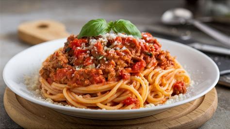 Bolognai spagetti illusztráció tányéron