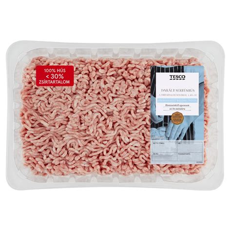 Tesco darált sertéshús csomagolása