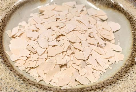 Close-up of dried sourdough flakes on a tray