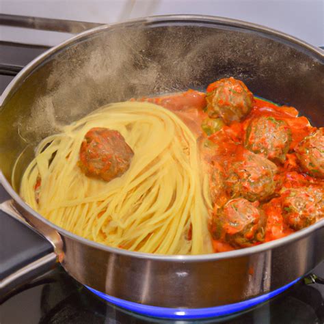 Húsgombócos bolognai spagetti gazdagon tálalva, frissen reszelt parmezánnal