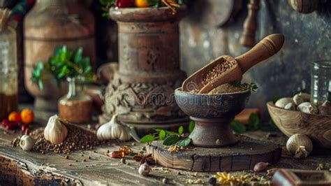 Traditional Hungarian cooking tools and spices