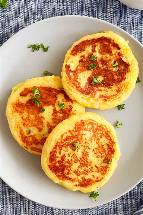 A finished plate of oven-baked potato patties