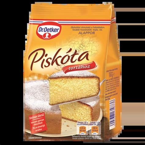 Dr. Oetker piskóta alappor csomagolása és elkészített piskóta szelet