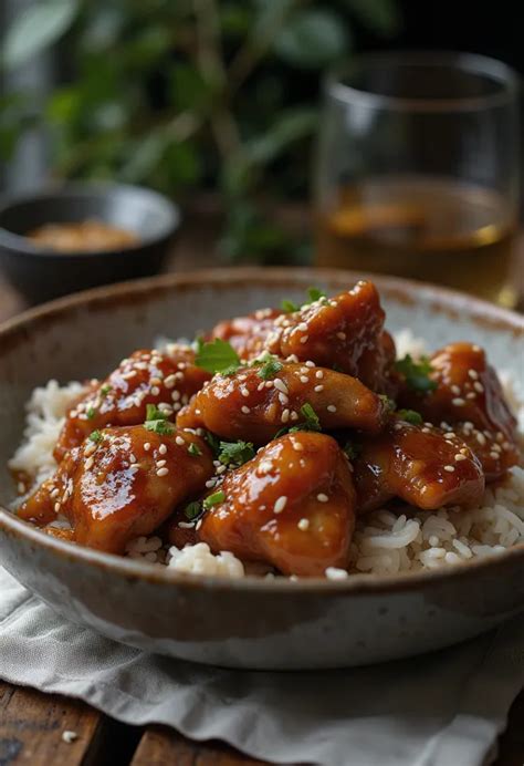 mézes chilis csirke friss fűszerekkel és szezámmaggal megszórva