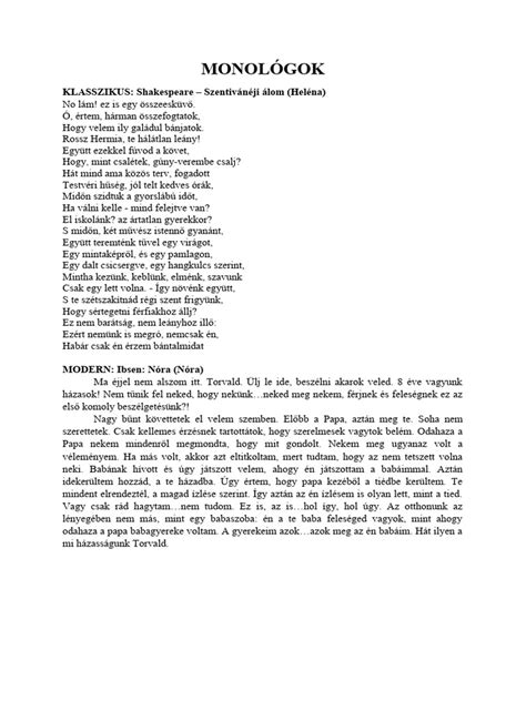 Monológ és belső világ ábrázolása
